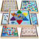 Large Wooden Set: 7-in-1 Ludo, Flying Chess, Gomoku, Military Chess, Xiangqi, Fighting, and Capture