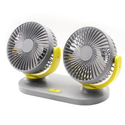 R-8037 USB Interface Dual Head Fan 12V/24V Universal - Gray Yellow (Pack of 1)