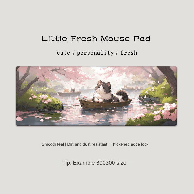 Cute Cat-Themed Non-Slip Gaming Mouse Pad - Large Desk Mat for Office and Home Use