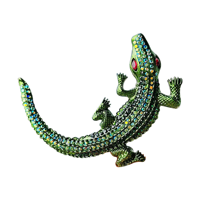 Wearing crocodile brooch in a casual outfit image 5