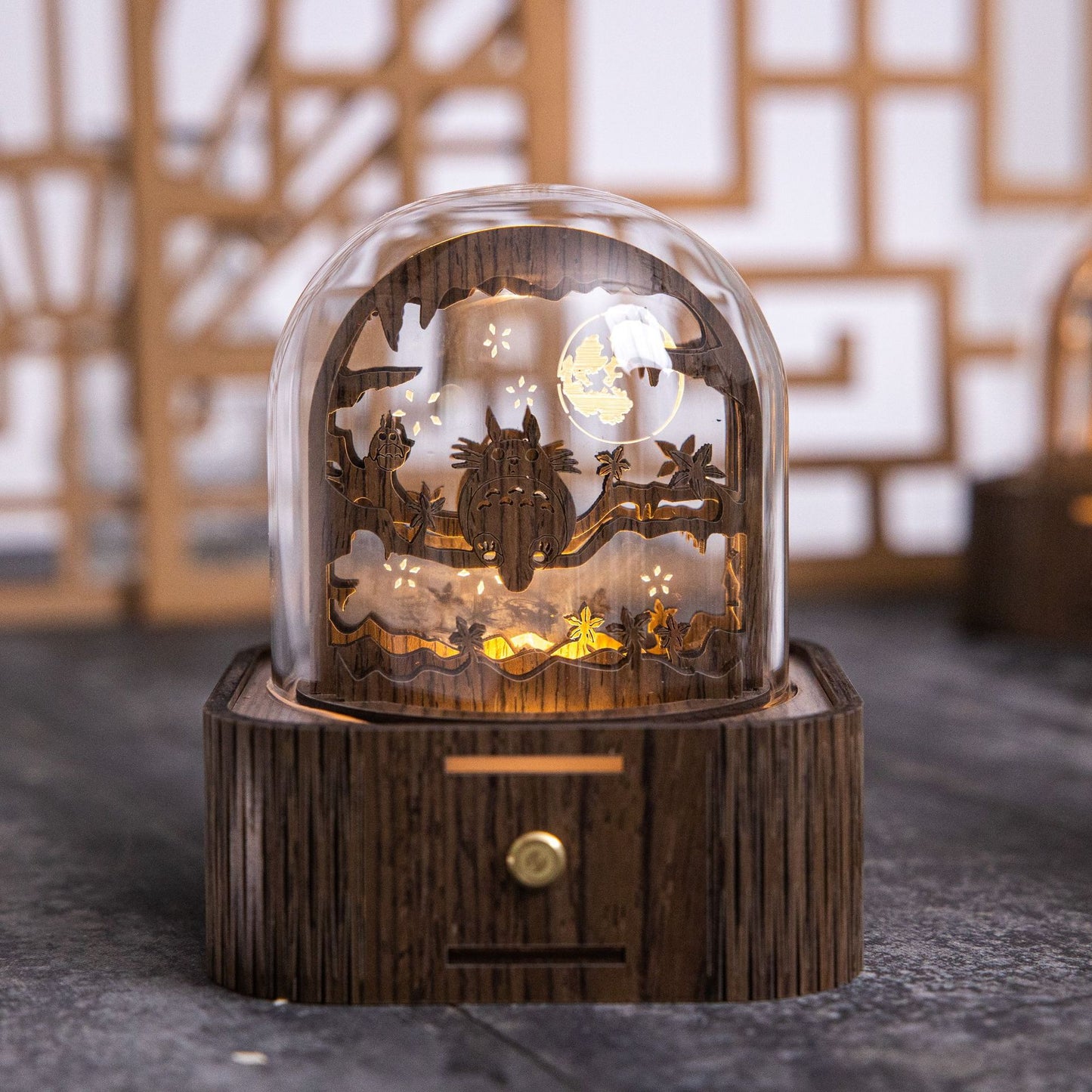 Artistic backlit view of Hogwarts night light music box