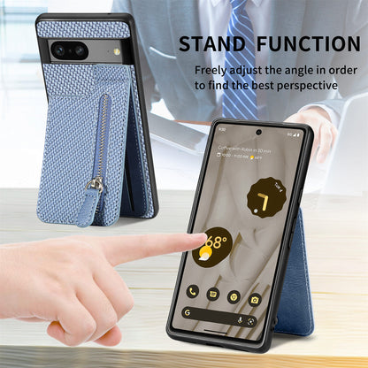 Carbon Fiber Wallet Phone Case with Stand for Google Pixel 8 & 7 Series - Versatile, Protective, and Stylish