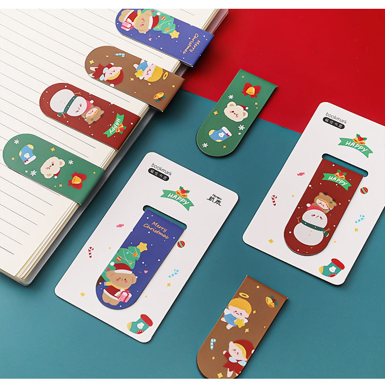 Durable paper magnetic bookmark in Christmas gift design