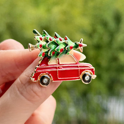 Chic Christmas Tree Brooch on display