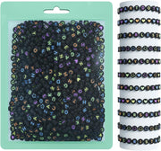 Black + Multicolor (940 Alphabet Beads, 30 Heart Beads, 30 Smiley Face Beads) (Pack of 5)