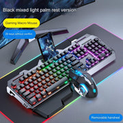 Silver-black (mixed light) with palm rest + gaming macro mouse (Pack of 5)