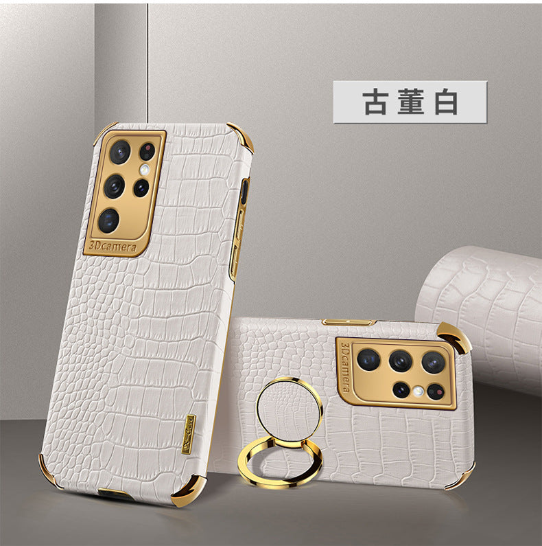 Premium Crocodile Leather Phone Case for Samsung S22 Ultra - Magnetic, Drop-Resistant & Stylish Design