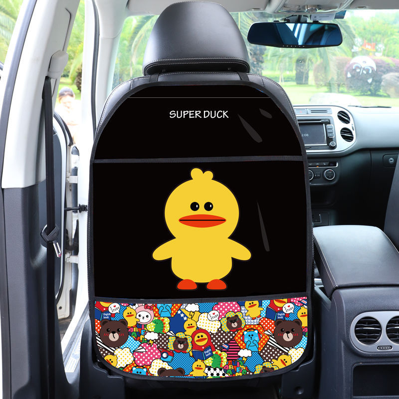 cartoon bear car seat back organizer mat