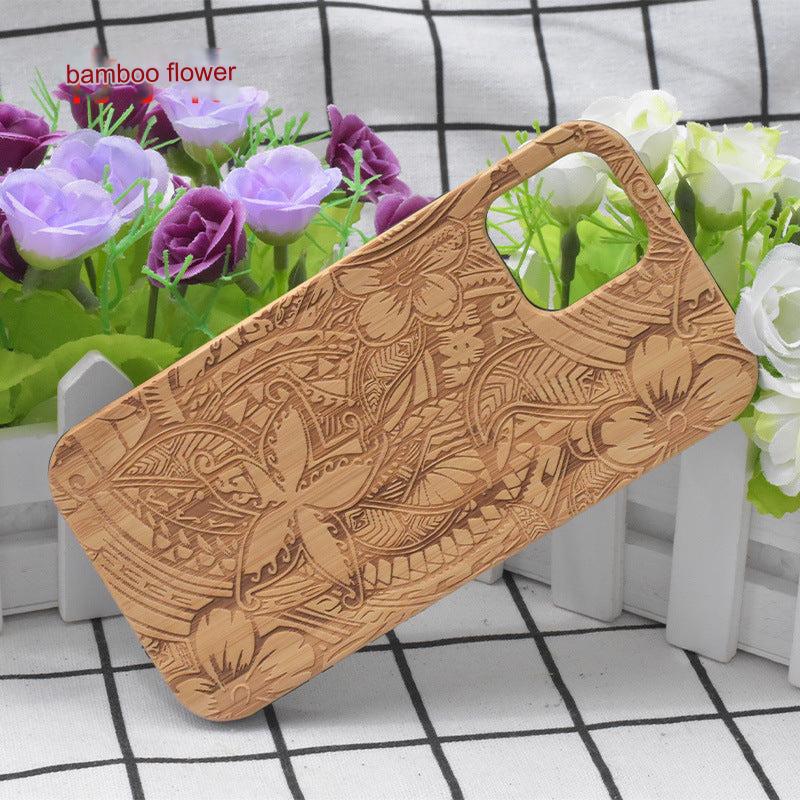 Premium Floral Wood Phone Case for iPhone & Samsung - Stylish Protection with Custom Options