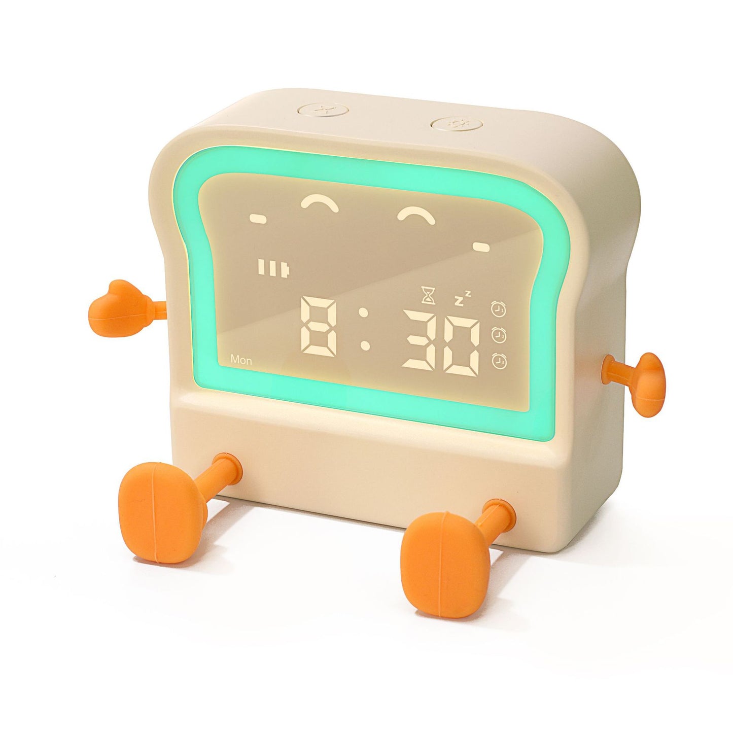 modern design white alarm clock with USB port