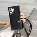 Litchi pattern left and right card holder crossbody black