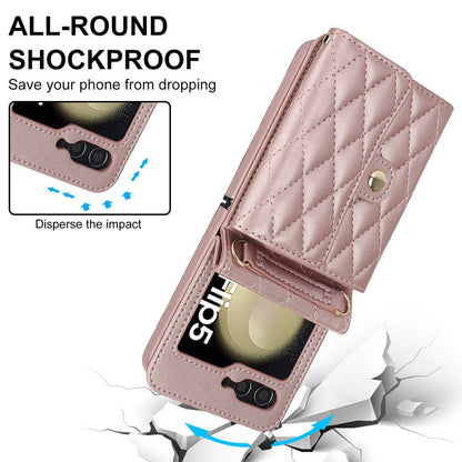 Stylish Protective Wallet Case for Samsung Z Flip Series - Multi-Color Crossbody Design