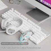 【3-piece set】White-white light✅+silent mouse+gaming headset (Pack of 5)