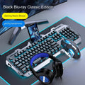 Metallic Gray Ice Blue Light + Game Macro Mouse + Headphones (Pack of 5)