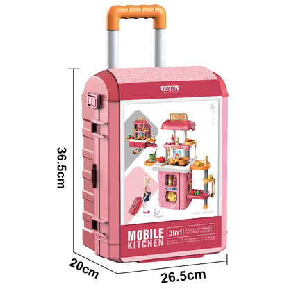 Play makeup set in children's toy suitcase