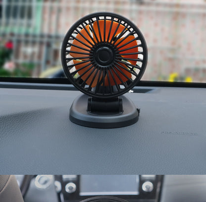 Front view of dual head car fan