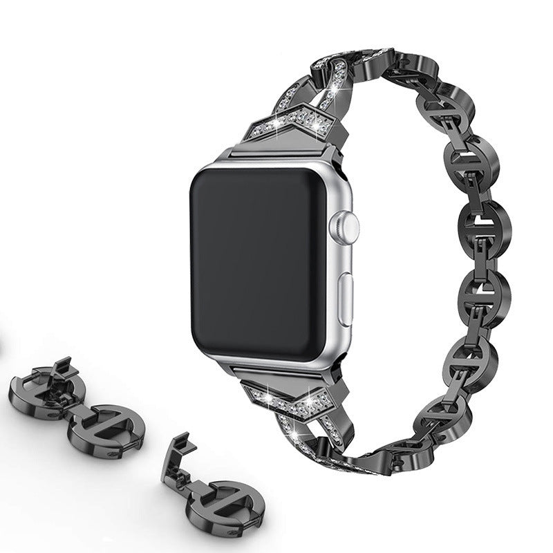 Luxurious Rhinestone Metallic Apple Watch Band - Compatible with Series 5, 6, 7, 8, SE & More