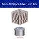 Silver 5mm balls, 1000 pieces + large iron box (Pack of 1)