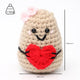 Khaki Knit Heart Potato with Bow Tie and Blush (Pack of 1)