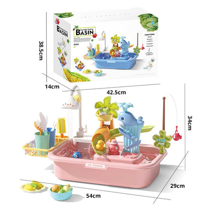 interactive toy sink set showcasing fishing game