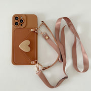 Brown Eyes Card Holder Heart + Crossbody Strap