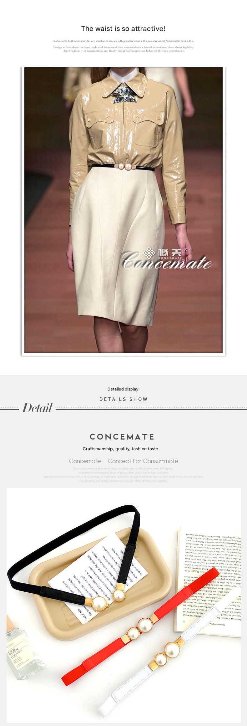 Comfortable pearl buckle waist belt
