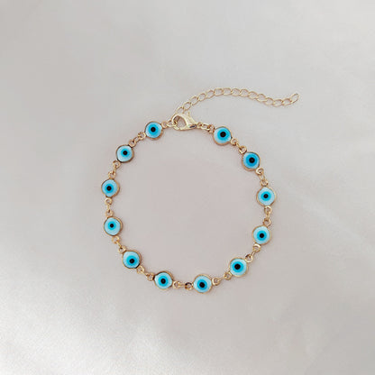 Turquoise Blue Evil Eye Bracelet Front View