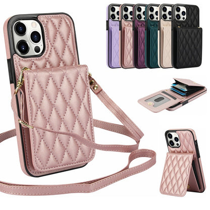 Luxury Crossbody Phone Case for iPhone and Samsung - Stylish PU Leather with Card Holder and Strap