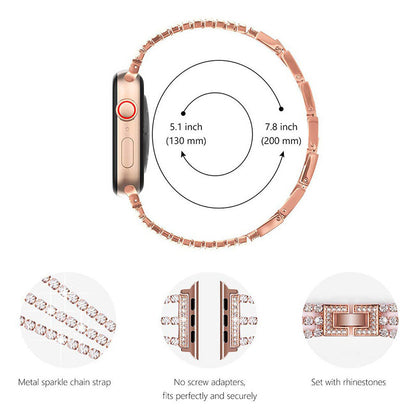 Luxury Rhinestone Metal Apple Watch Band - Stylish and Durable iWatch Bracelet