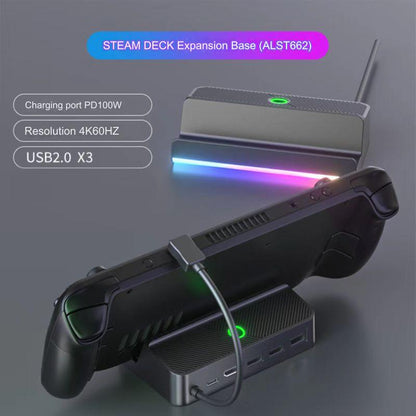 GameDeck Pro RGB Dock for Steam Deck - Anti-Slip Base with USB 3.0 Ports and 4K Output