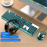 [Silent 3-piece set] Silver Black-Blue Light + Silent Mouse (Pack of 5)