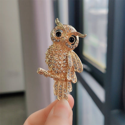 Charming owl pin worn on a jacket image 5