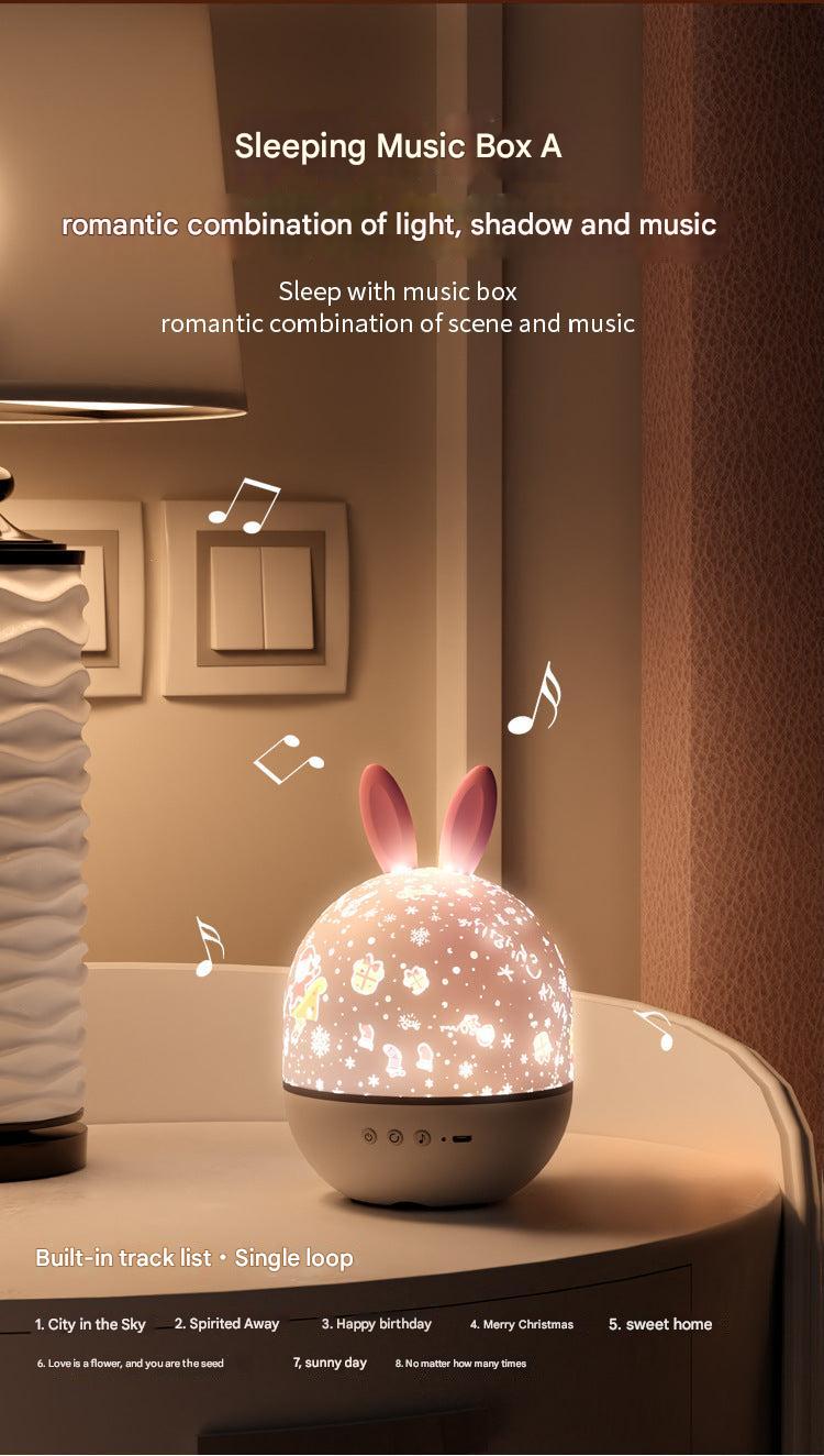 Bunny projector on nightstand with ambient light