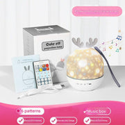 Cute Deer Lamp (Rechargeable + Built-in 8 Music Tracks + 6 Light Slides + Remote Control) (Pack of 1)