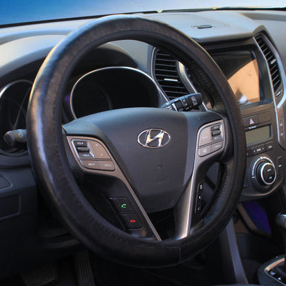 universal fit steering wheel cover in black