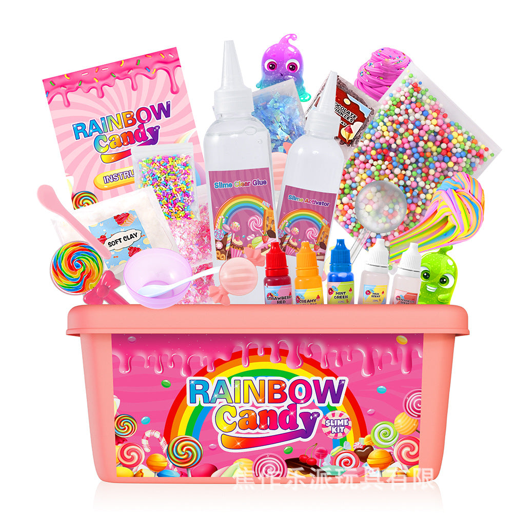 DIY Rainbow Candy Slime Kit - Fun and Creative Craft Activity for Kids | Bubble Foam Slime Set