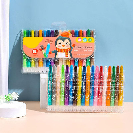 Colorful Rotating Crayon Set - Safe, Non-Toxic & Mess-Free for Kids - Ideal for Arts & Crafts Activities