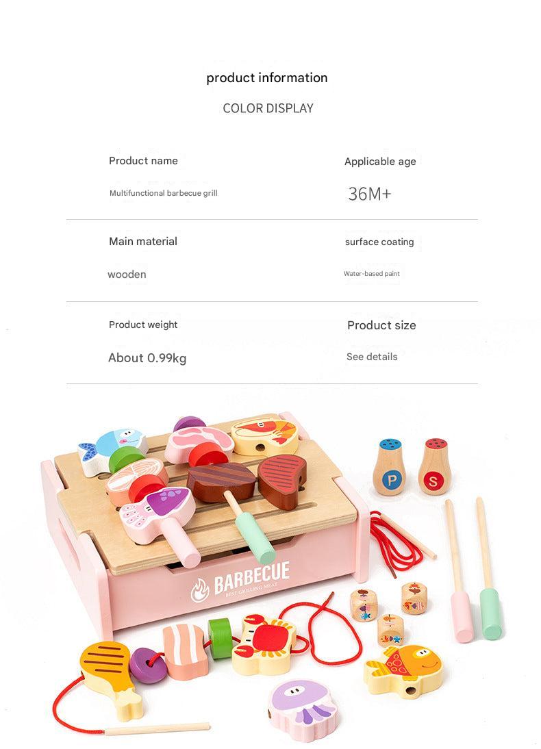 wooden bbq playset pink details