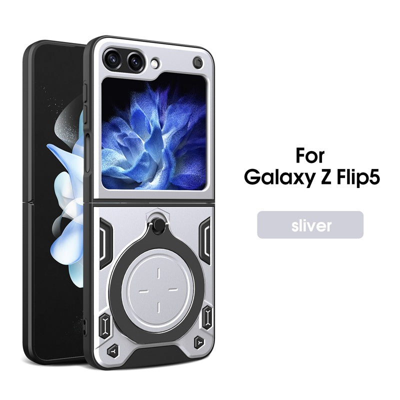 Durable Samsung Z Flip5 Ring Stand Case - Foldable Armored Protection Cover