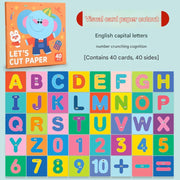 English Alphabet, Numbers, and Arithmetic Visual Cards Cut-out Set without Safety Scissors (Pack of 1)