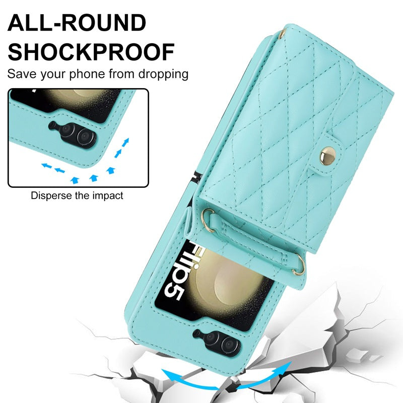 Stylish Protective Wallet Case for Samsung Z Flip Series - Multi-Color Crossbody Design