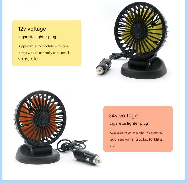 Side view of mounted car fan