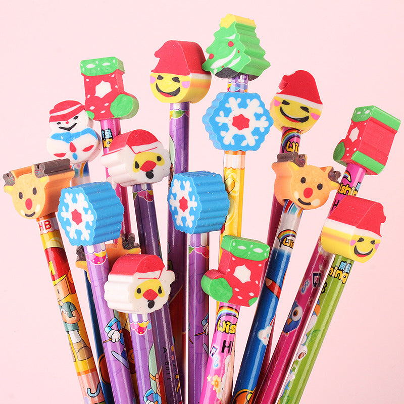 Creative Cartoon Eraser Head Pencil Set - Perfect for Kids & Students - Fun Writing Supplies - HB Lead Pencils - Gift for School