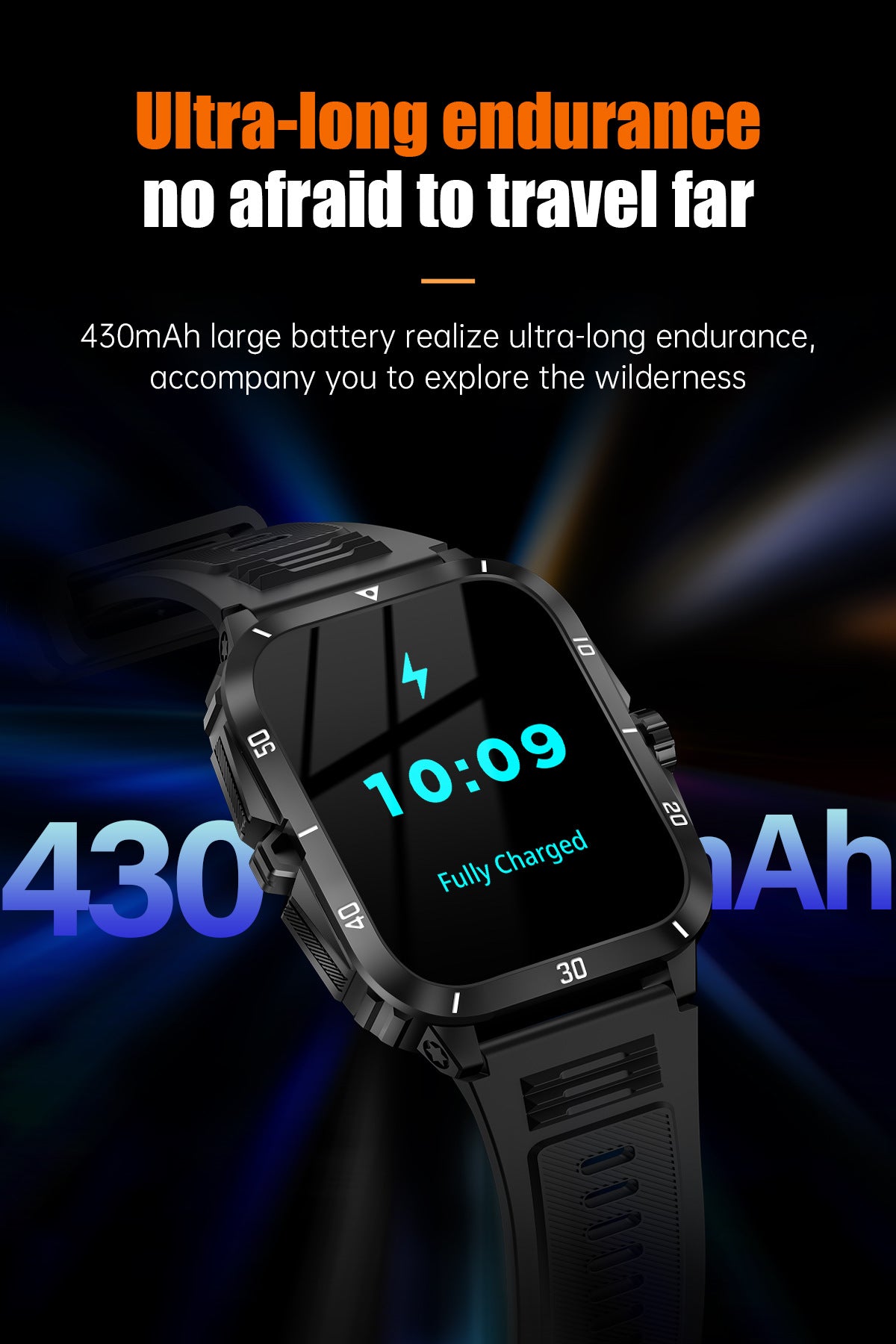 Waterproof sports watch closeup image