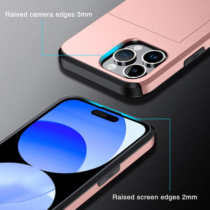 Versatile Shockproof Sliding Card Case for iPhone & Samsung - Durable PC+TPU with Multiple Colors