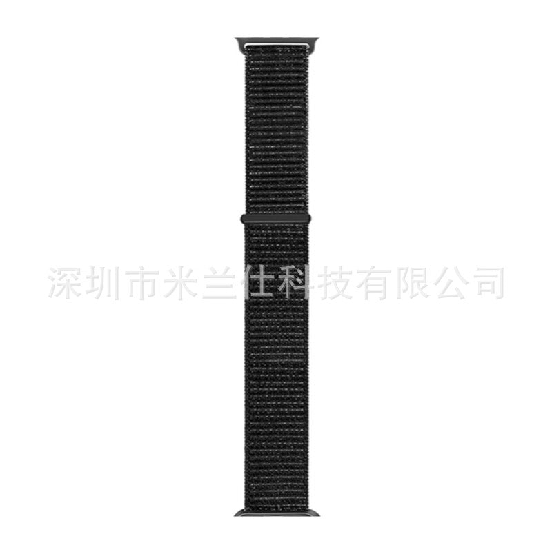 Stylish Nylon Braided Watch Band for Apple Watch - Compatible with Series 1-9 & Ultra - Adjustable Velcro Closure - Multiple Colors Available