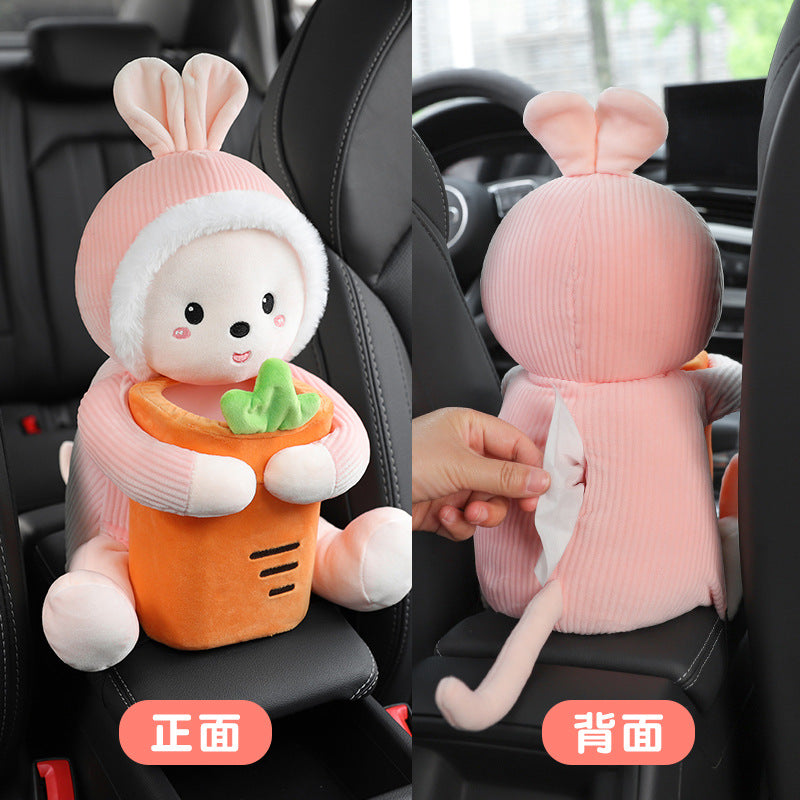 Plush multi-functional car accessory on armrest