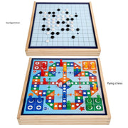 Large Wooden Set: Two-in-One Gomoku + Flying Chess