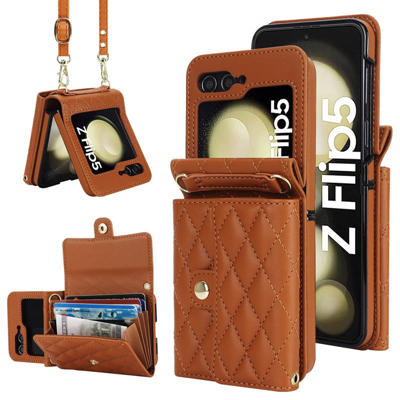 Stylish Protective Wallet Case for Samsung Z Flip Series - Multi-Color Crossbody Design