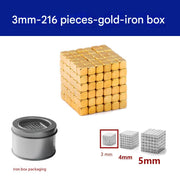 Gold 3mm Cube 216 Pieces + Iron Box (Pack of 1)